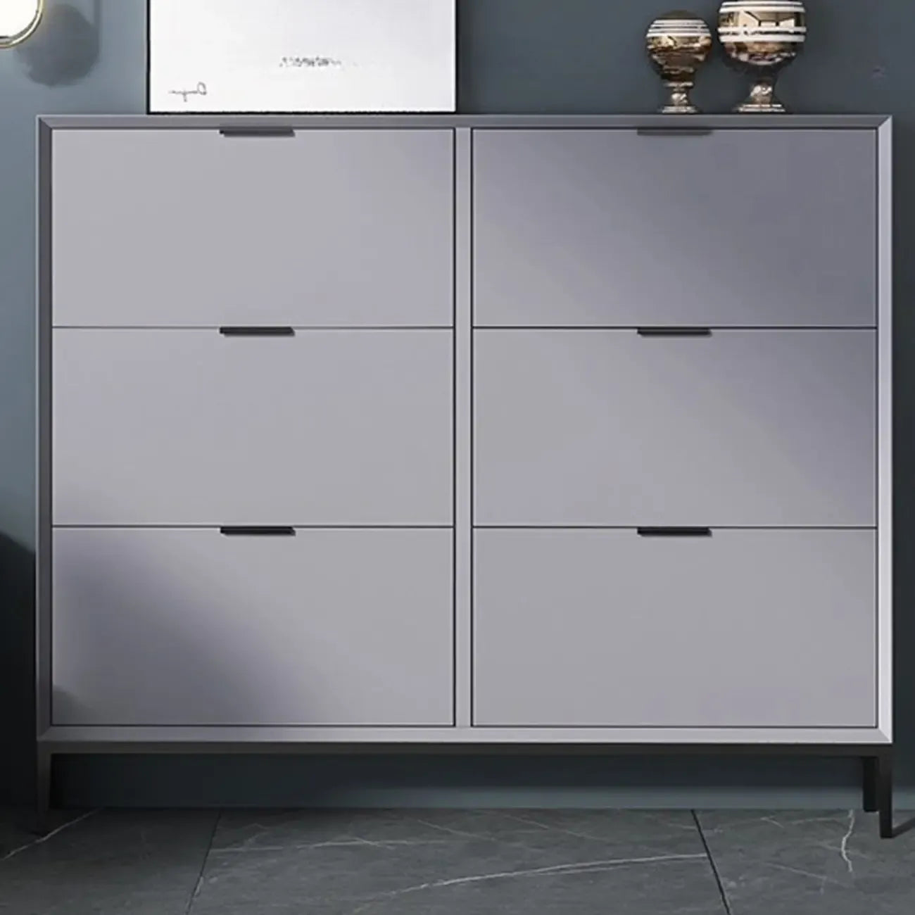 Wood Drop-Front Shoe Storage Cabinet for Small Space