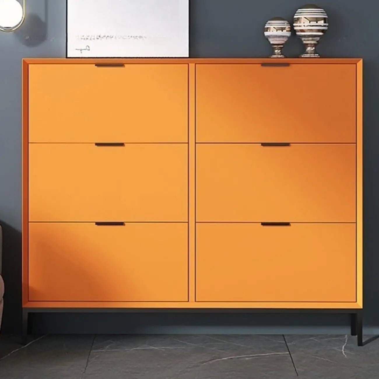 Wood Drop-Front Shoe Storage Cabinet for Small Space