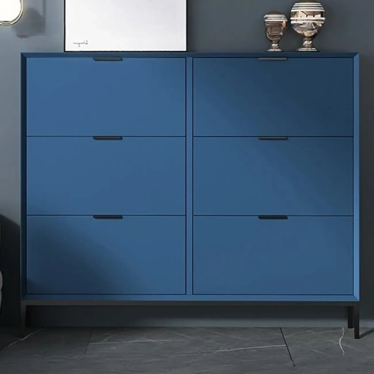 Wood Drop-Front Shoe Storage Cabinet for Small Space
