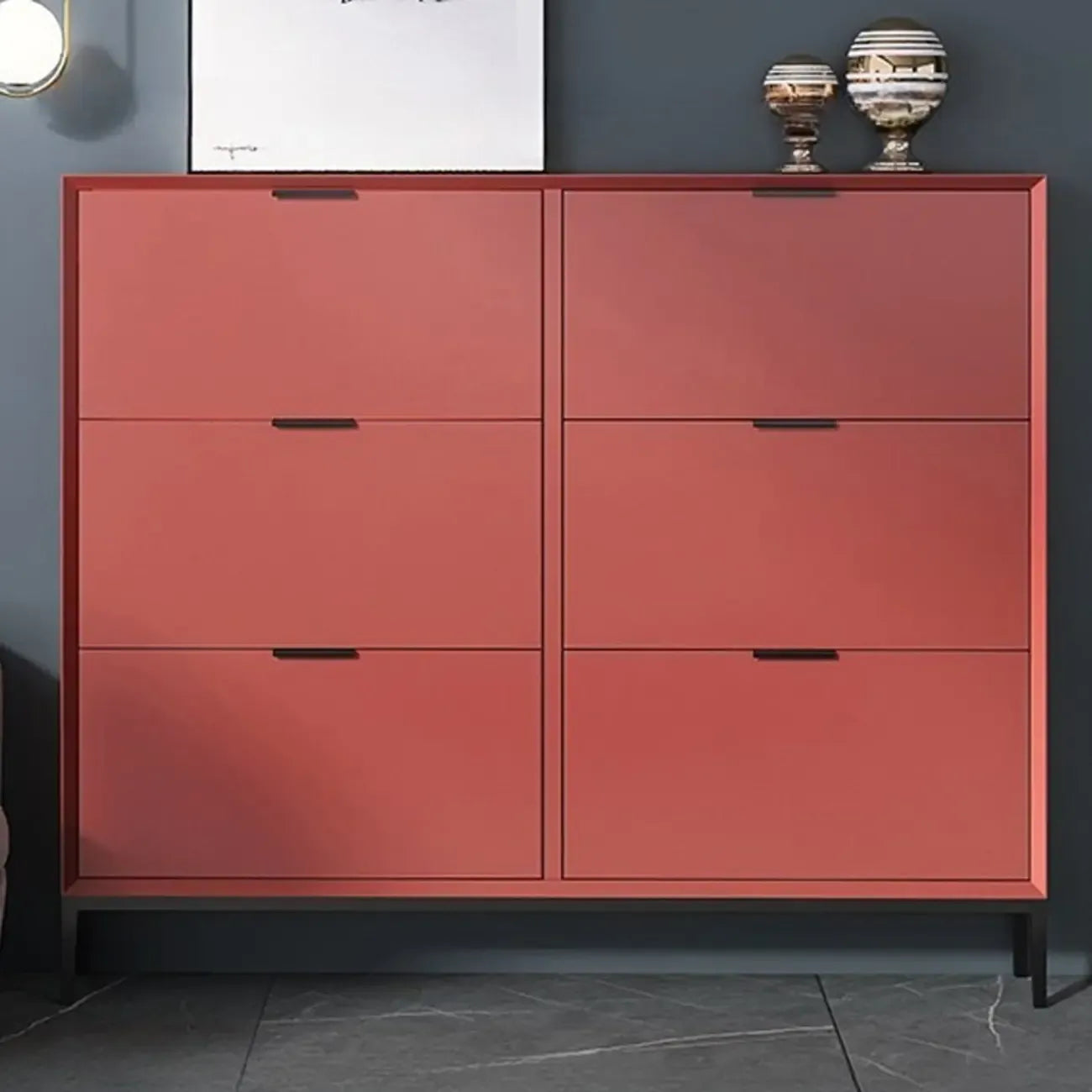 Wood Drop-Front Shoe Storage Cabinet for Small Space