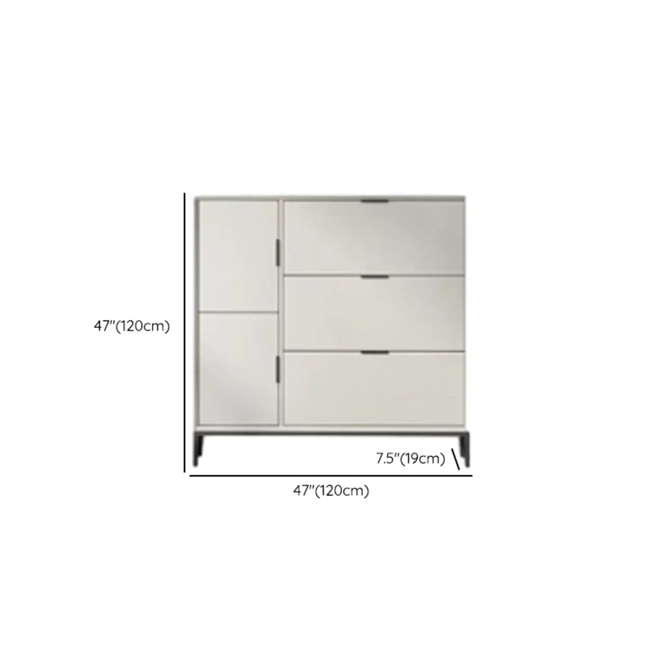Wood Drop-Front Shoe Storage Cabinet for Small Space