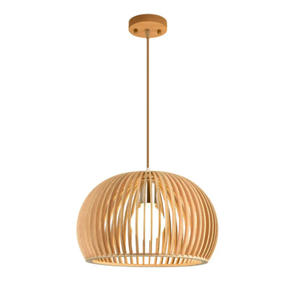 Oriental Adjustable Wood Pendant Light for Kitchen Dining