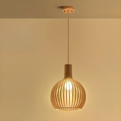 Oriental Adjustable Wood Pendant Light for Kitchen Dining