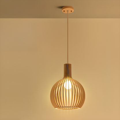 Oriental Adjustable Wood Pendant Light for Kitchen Dining