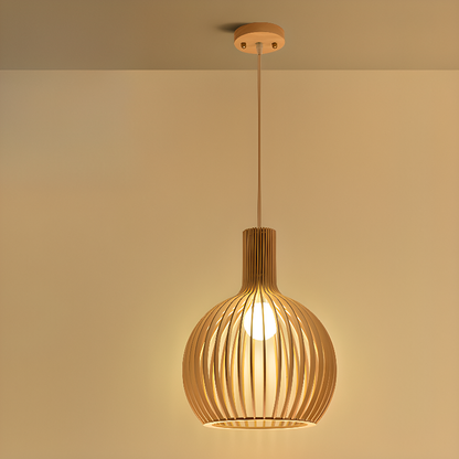 Oriental Adjustable Wood Pendant Light for Kitchen Dining