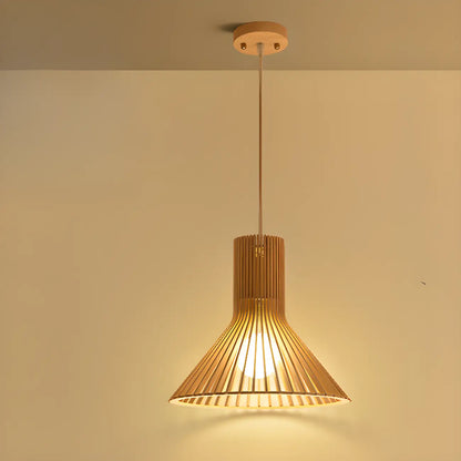 Oriental Adjustable Wood Pendant Light for Kitchen Dining