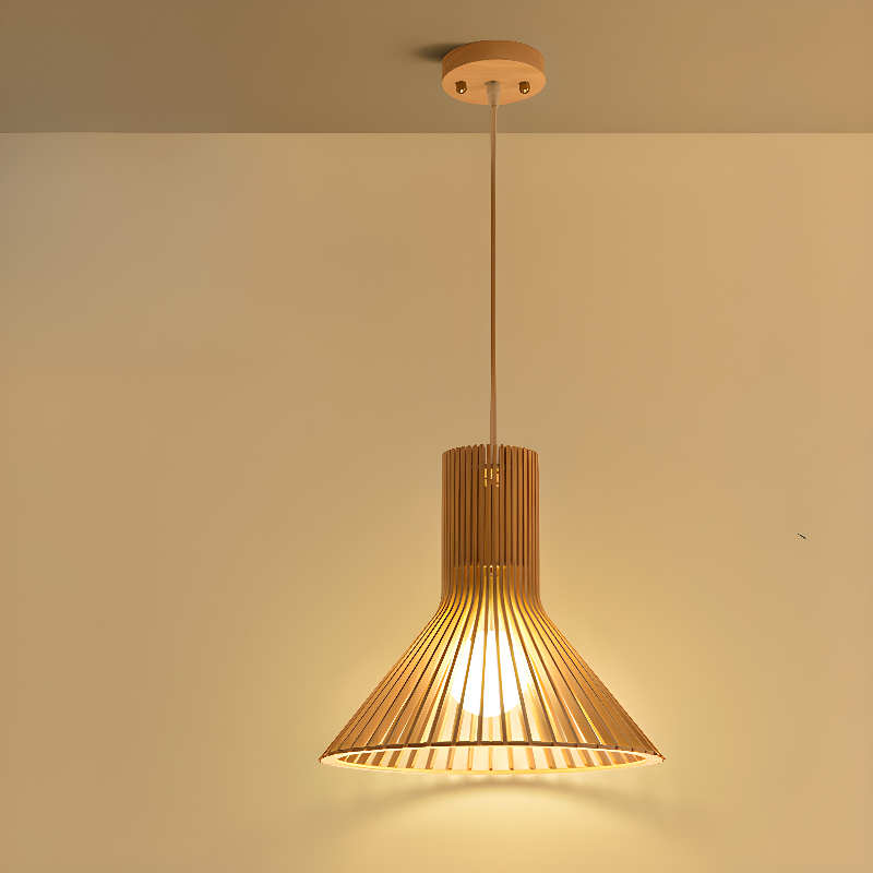 Oriental Adjustable Wood Pendant Light for Kitchen Dining