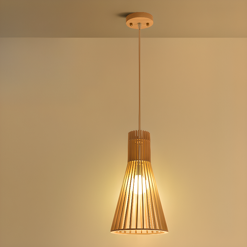 Oriental Adjustable Wood Pendant Light for Kitchen Dining