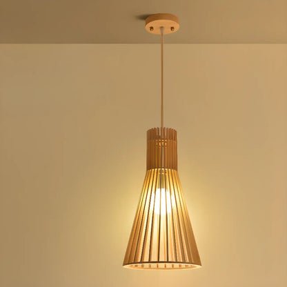 Oriental Adjustable Wood Pendant Light for Kitchen Dining