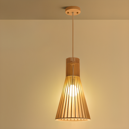 Oriental Adjustable Wood Pendant Light for Kitchen Dining