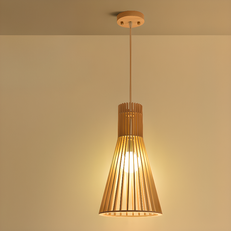 Oriental Adjustable Wood Pendant Light for Kitchen Dining