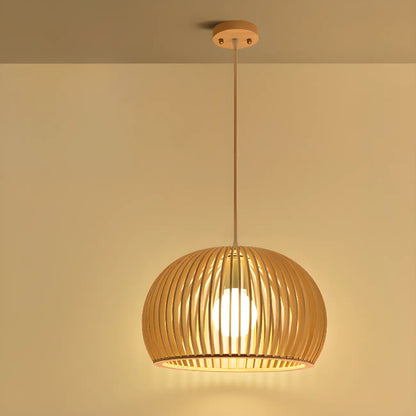 Oriental Adjustable Wood Pendant Light for Kitchen Dining