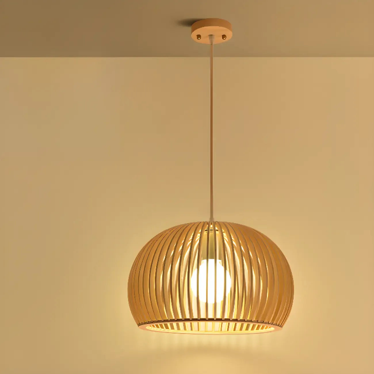 Oriental Adjustable Wood Pendant Light for Kitchen Dining