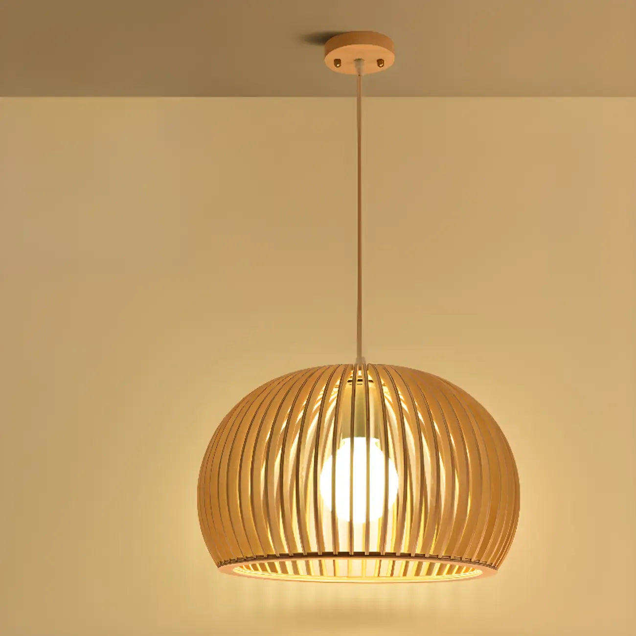 Oriental Adjustable Wood Pendant Light for Kitchen Dining