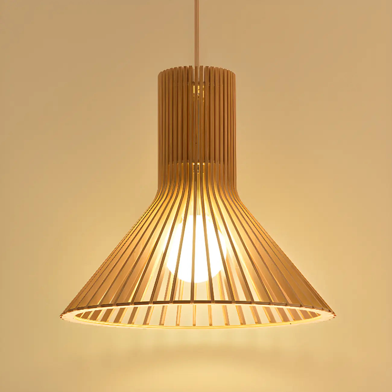 Oriental Adjustable Wood Pendant Light for Kitchen Dining