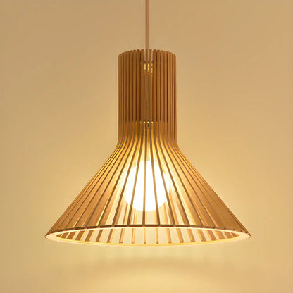 Oriental Adjustable Wood Pendant Light for Kitchen Dining