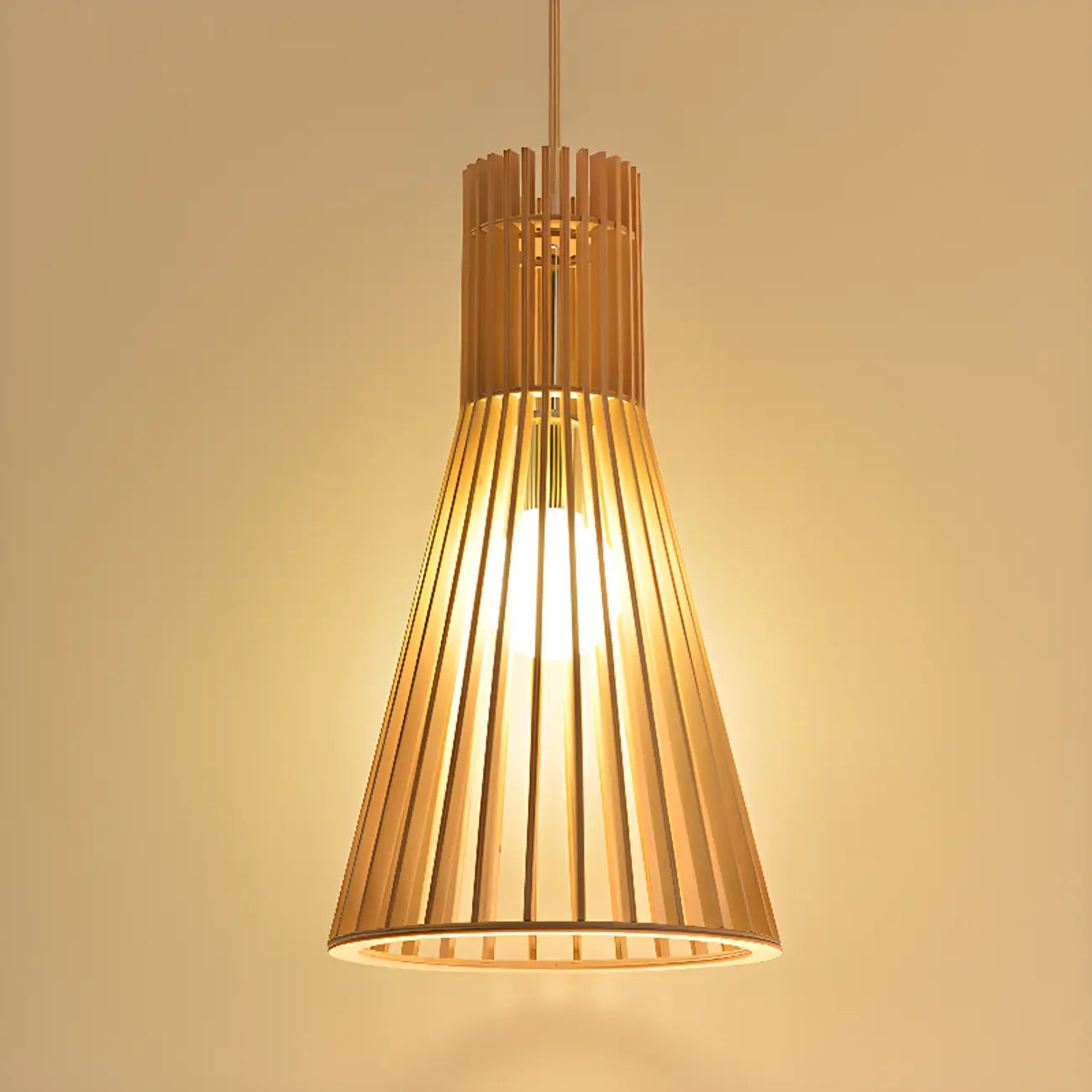 Oriental Adjustable Wood Pendant Light for Kitchen Dining