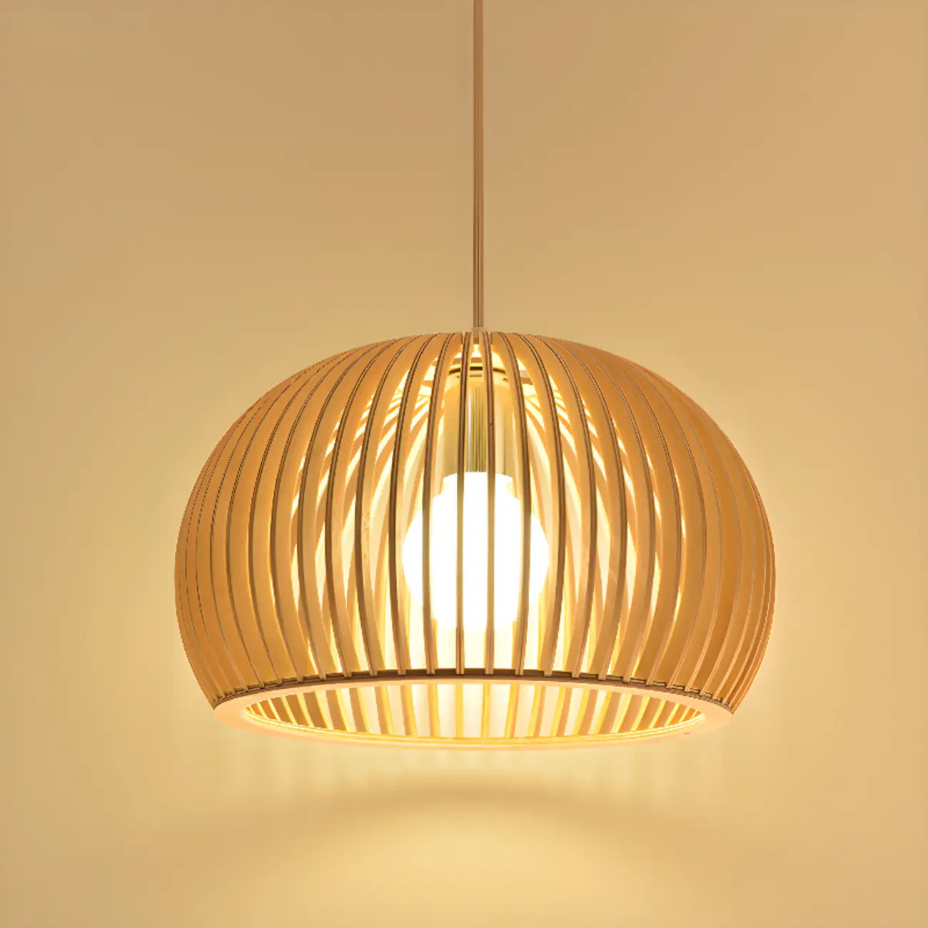 Oriental Adjustable Wood Pendant Light for Kitchen Dining