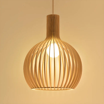 Oriental Adjustable Wood Pendant Light for Kitchen Dining