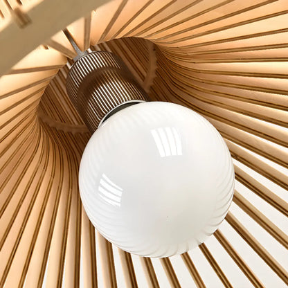 Oriental Adjustable Wood Pendant Light for Kitchen Dining