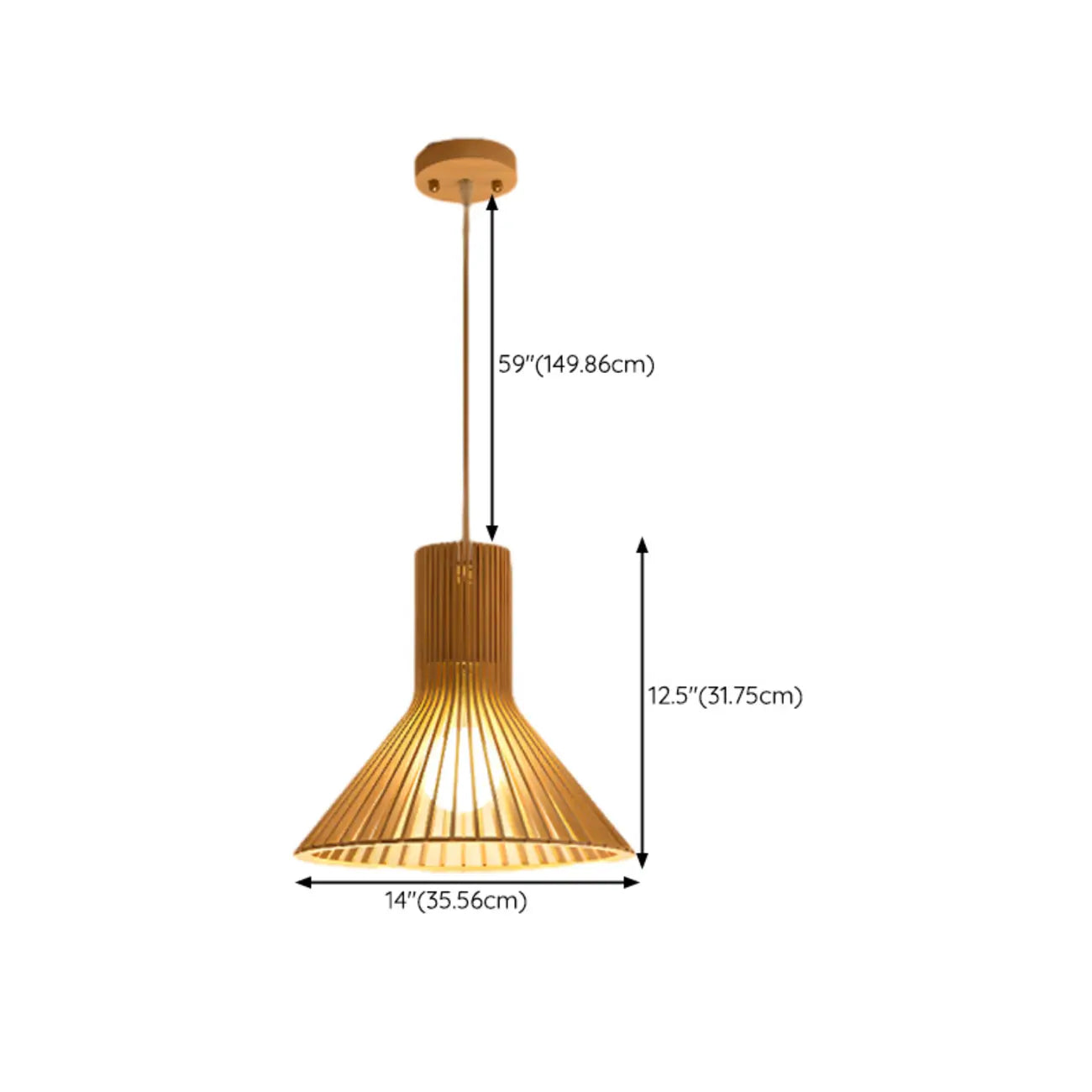 Oriental Adjustable Wood Pendant Light for Kitchen Dining