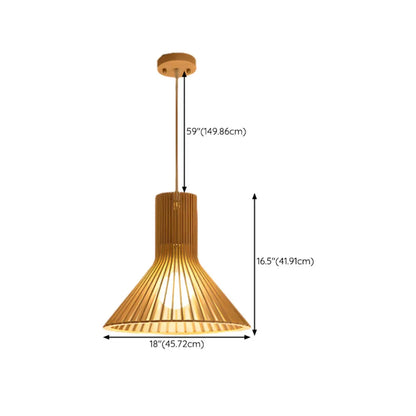 Oriental Adjustable Wood Pendant Light for Kitchen Dining