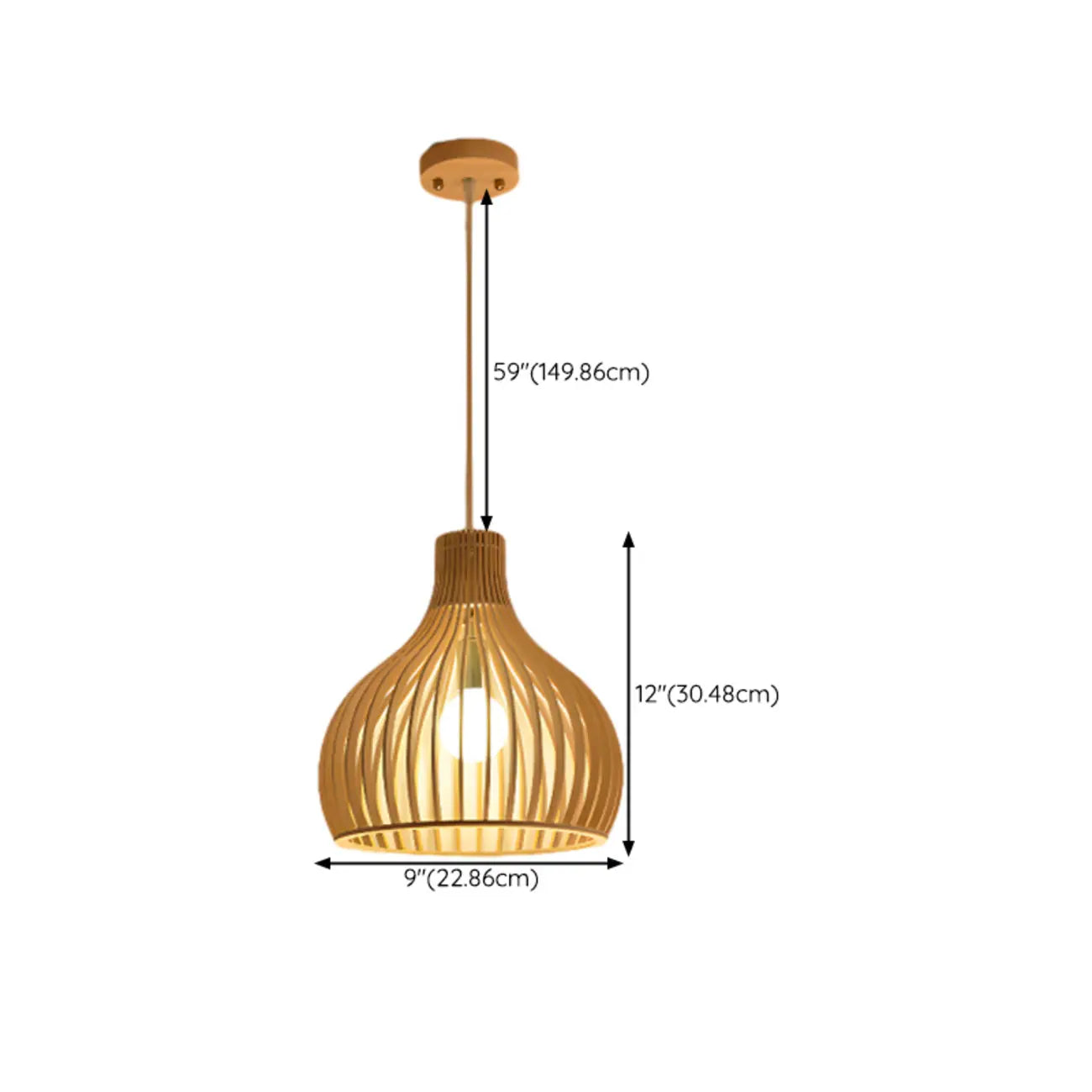 Oriental Adjustable Wood Pendant Light for Kitchen Dining