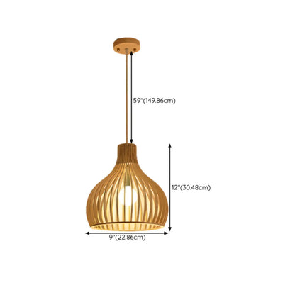 Oriental Adjustable Wood Pendant Light for Kitchen Dining