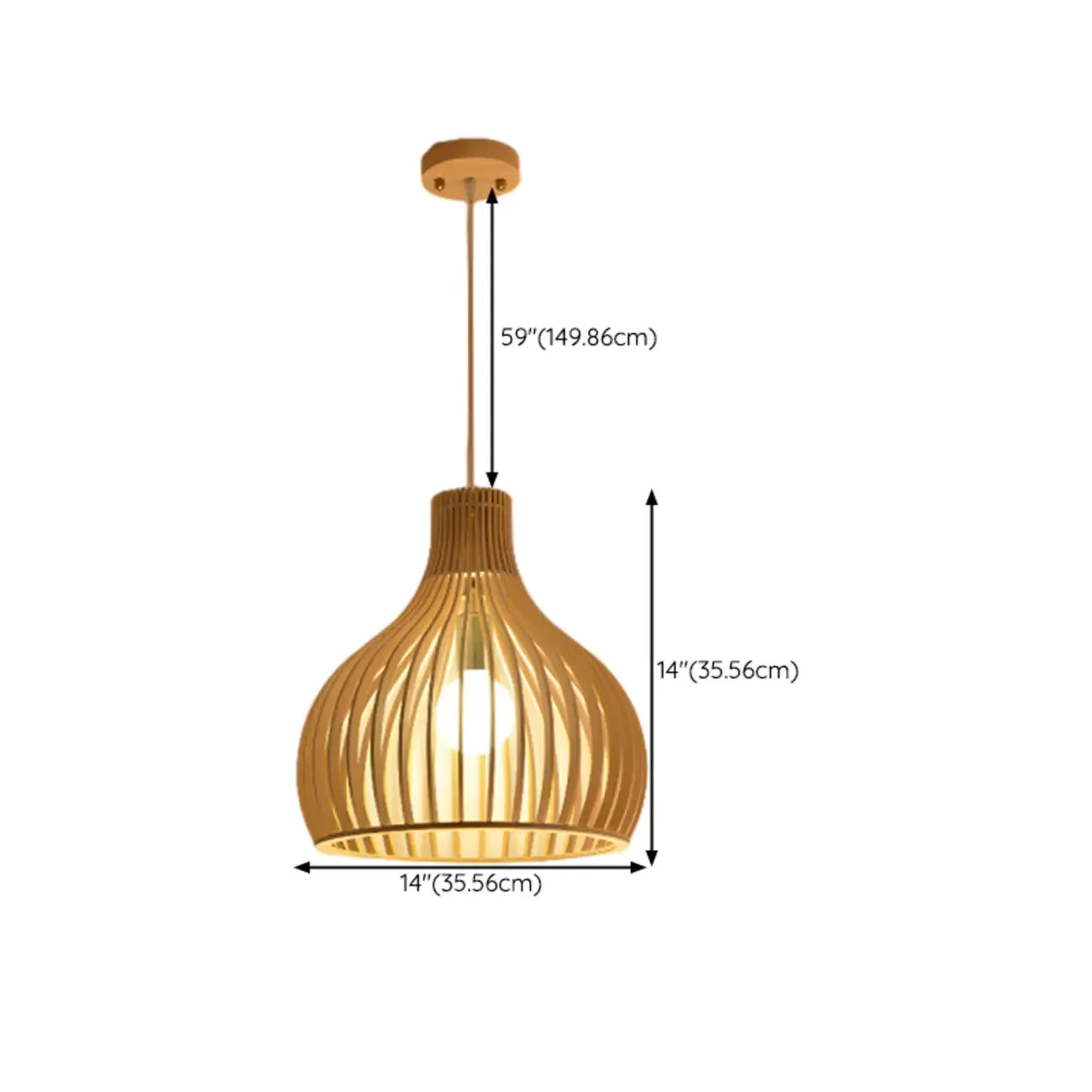 Oriental Adjustable Wood Pendant Light for Kitchen Dining