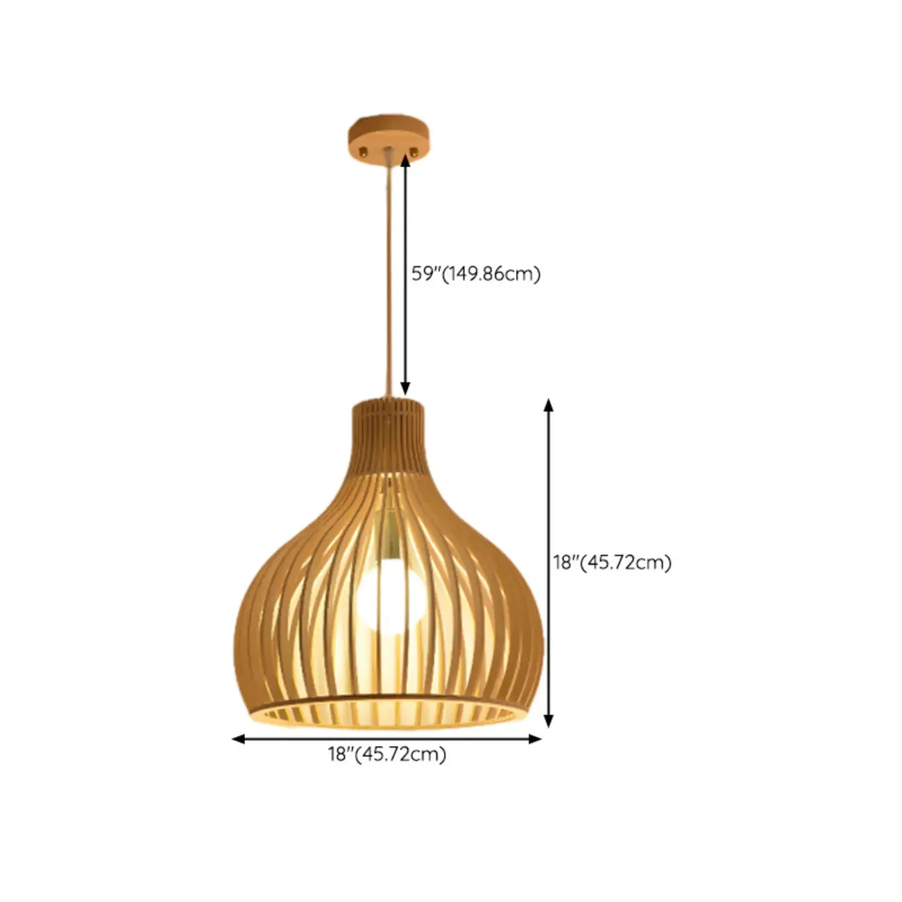 Oriental Adjustable Wood Pendant Light for Kitchen Dining