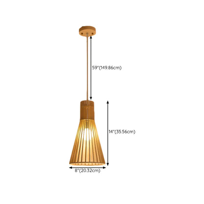 Oriental Adjustable Wood Pendant Light for Kitchen Dining