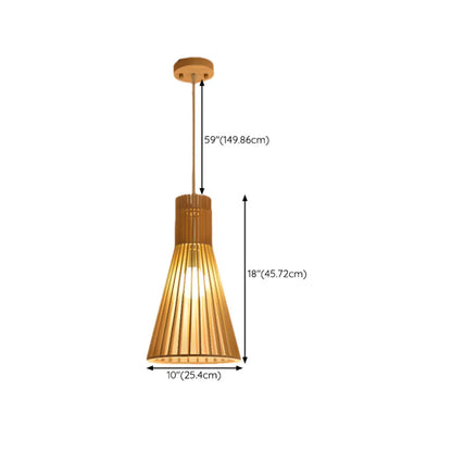 Oriental Adjustable Wood Pendant Light for Kitchen Dining
