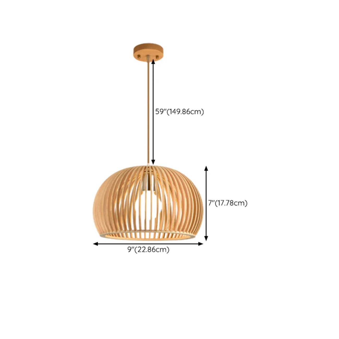 Oriental Adjustable Wood Pendant Light for Kitchen Dining