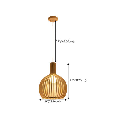 Oriental Adjustable Wood Pendant Light for Kitchen Dining
