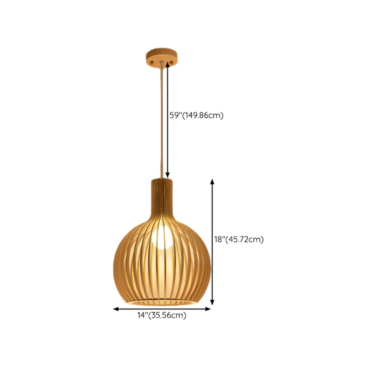 Oriental Adjustable Wood Pendant Light for Kitchen Dining