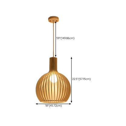 Oriental Adjustable Wood Pendant Light for Kitchen Dining