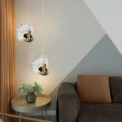 Modern Dimming LED Gold Acrylic Floral Pendant Light