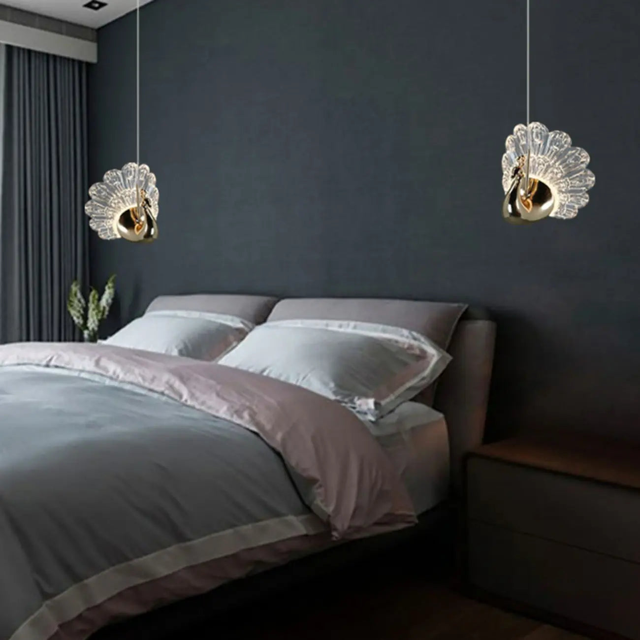 Modern Dimming LED Gold Acrylic Floral Pendant Light
