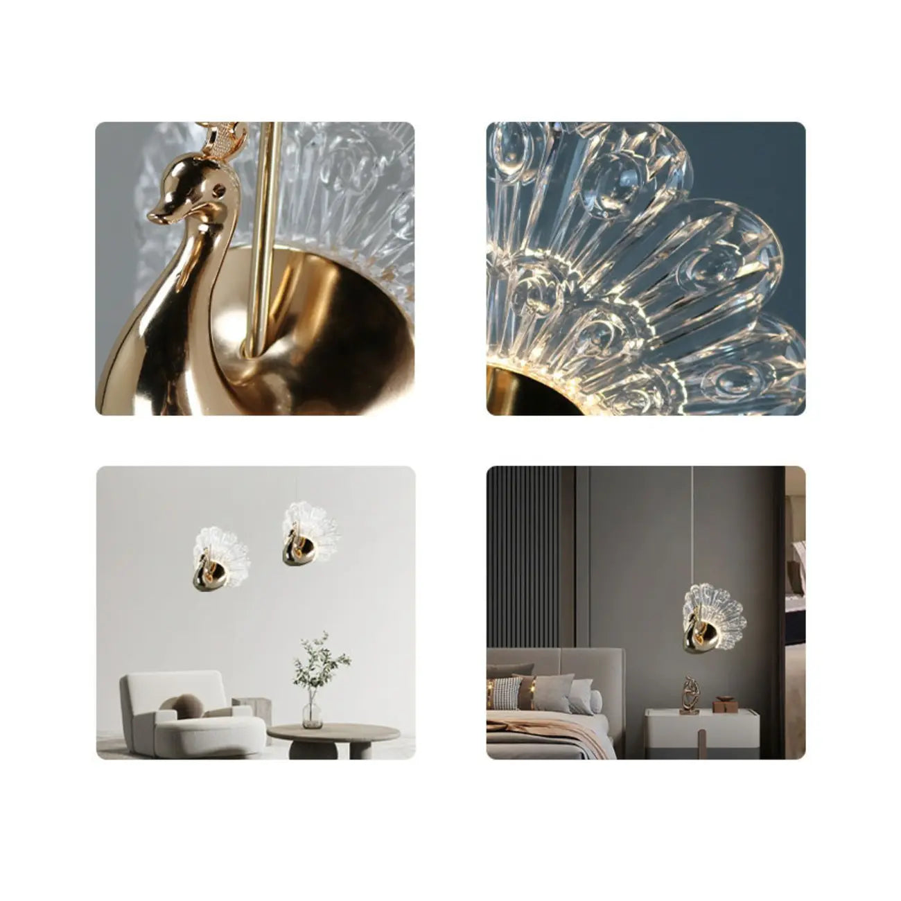 Modern Dimming LED Gold Acrylic Floral Pendant Light