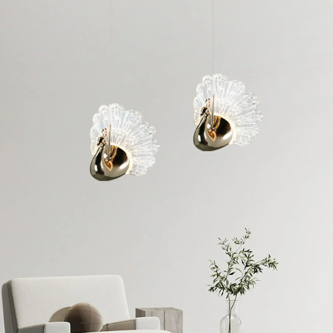 Modern Dimming LED Gold Acrylic Floral Pendant Light