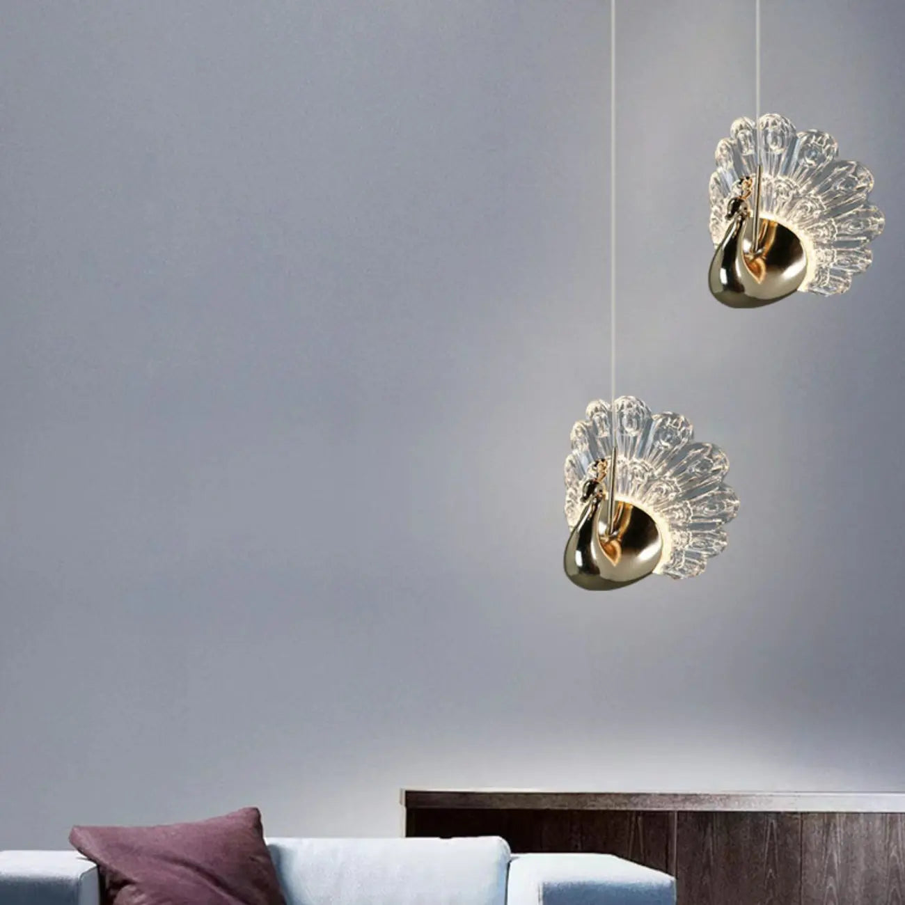 Modern Dimming LED Gold Acrylic Floral Pendant Light