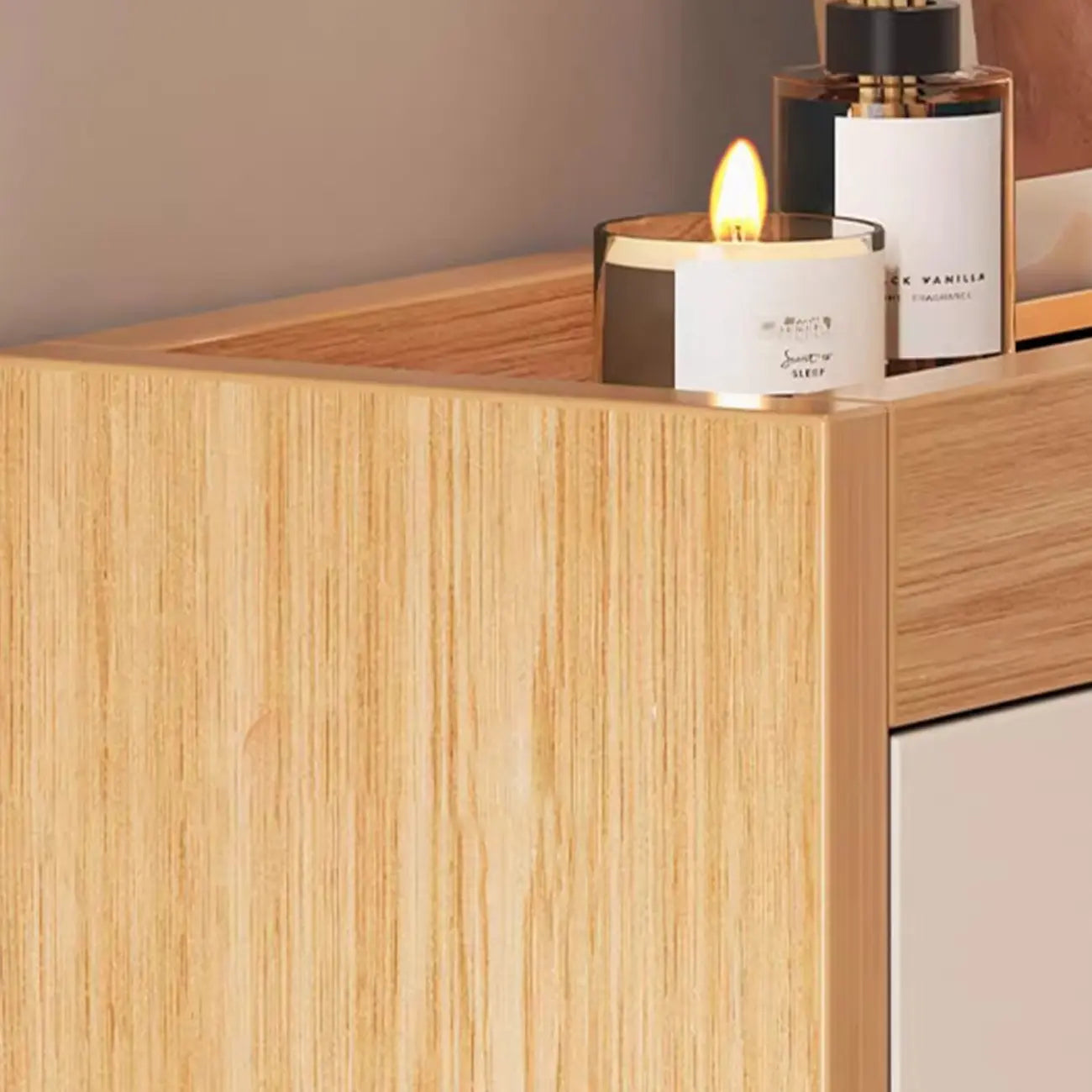 Natural Narrow Drop Front Shoe Cabinet with Doors