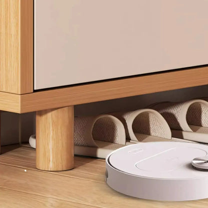 Natural Narrow Drop Front Shoe Cabinet with Doors