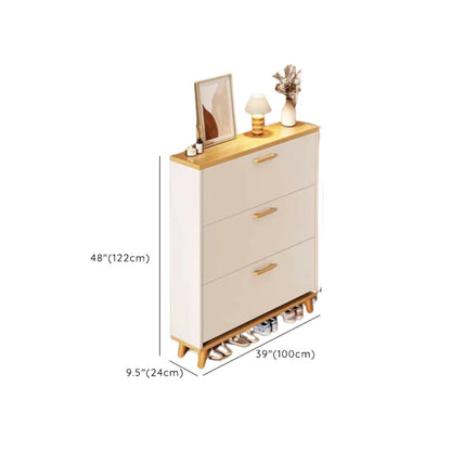Natural Narrow Drop Front Shoe Cabinet with Doors