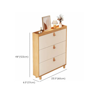 Natural Narrow Drop Front Shoe Cabinet with Doors
