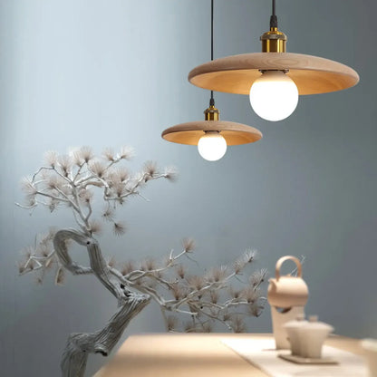 Rustic Wood Round Adjustable Island Light