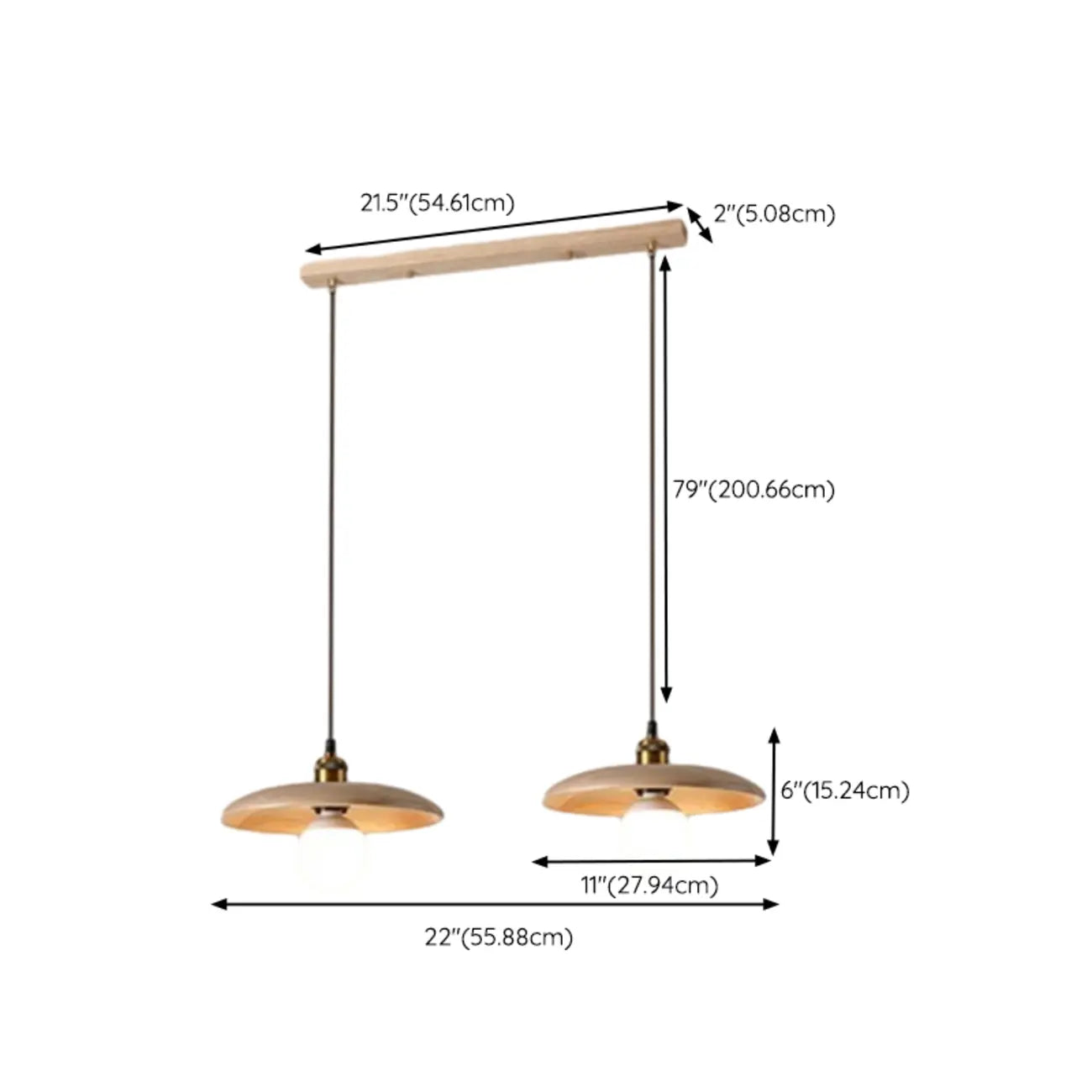 Rustic Wood Round Adjustable Island Light