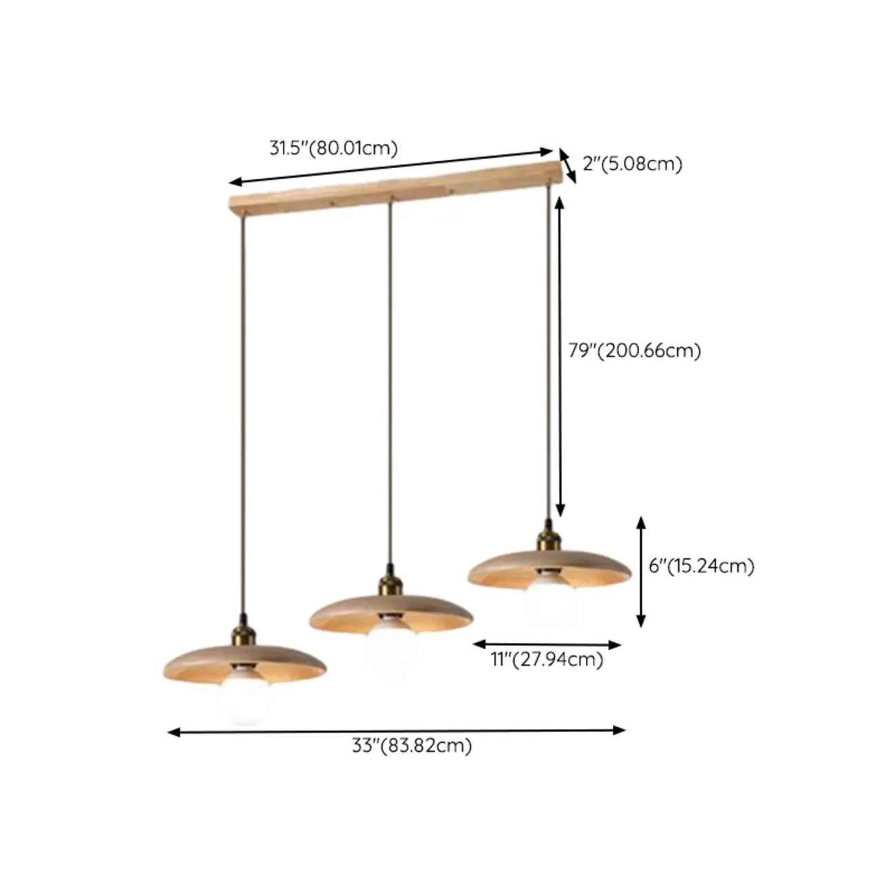 Rustic Wood Round Adjustable Island Light