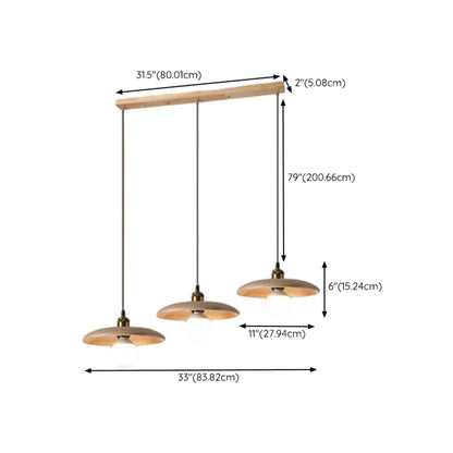 Rustic Wood Round Adjustable Island Light