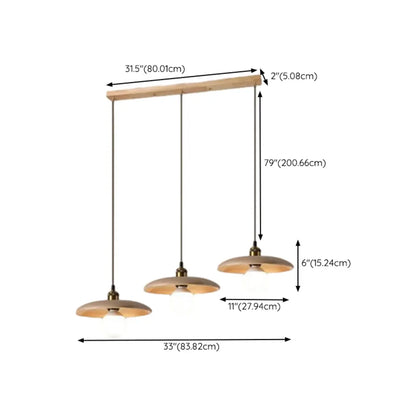 Rustic Wood Round Adjustable Island Light